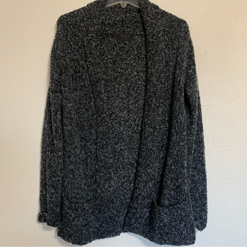 Mary Made In Italy Alpaca Wool Blend Open Front Cardigan Sweater